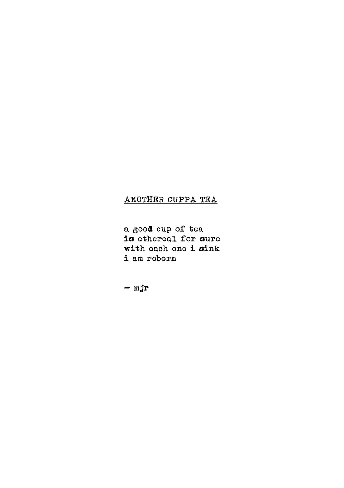 another cuppa tea original poetry by mjr