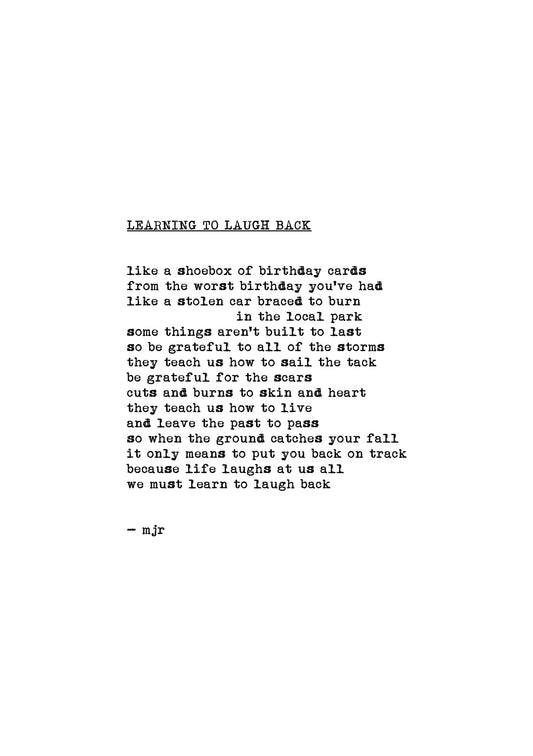 learning to laugh back original poetry print by mjr