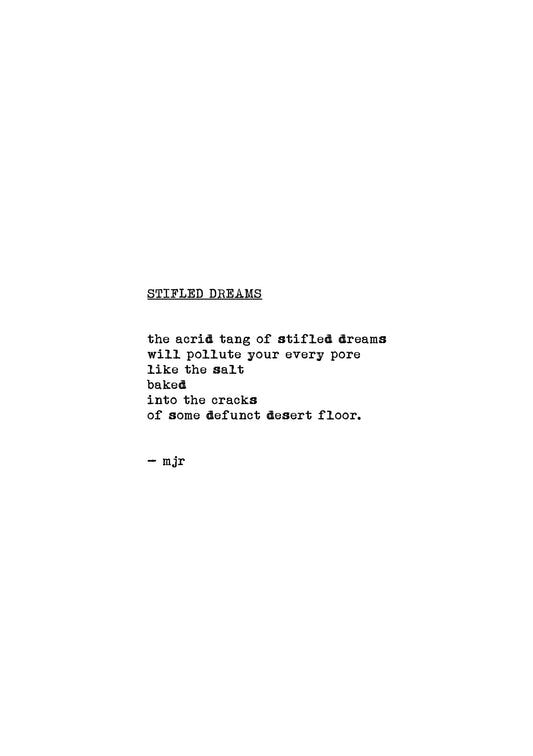stifled dreams original poetry by mjr