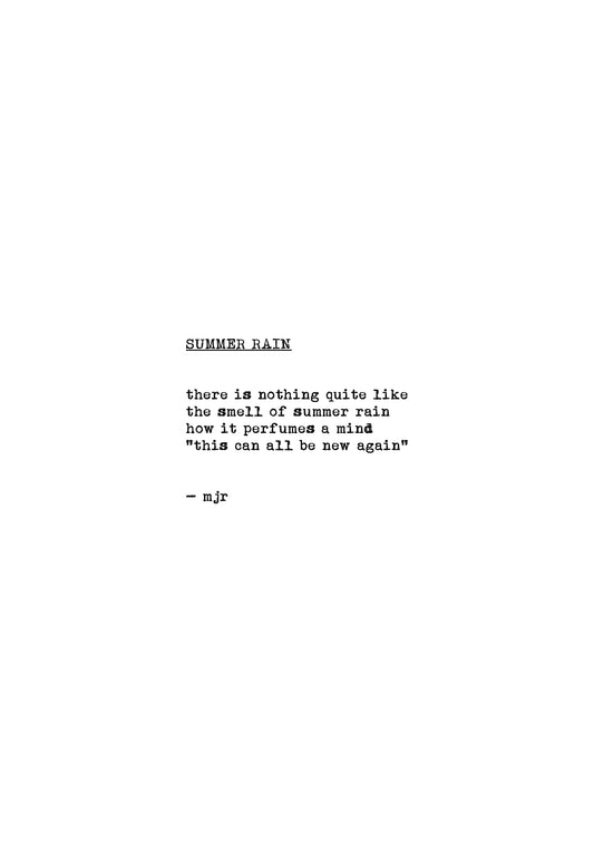 summer rain original typewriter poetry print by mjr