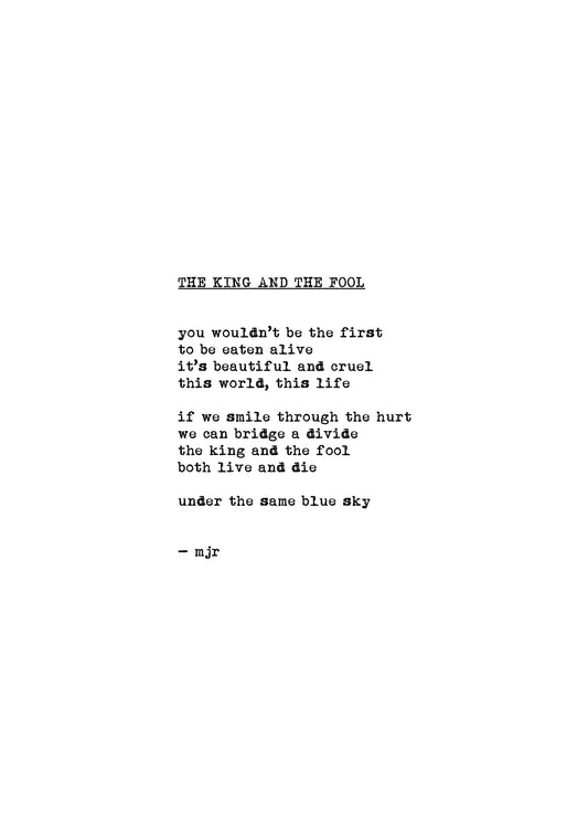 the king and the fool original poetry print by mjr